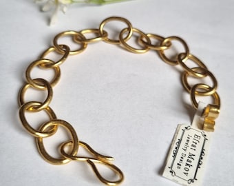 Bracciale in oro da donna, braccialetto a maglie, braccialetto da sposa in oro, braccialetto in argento grosso, braccialetto di dichiarazione, gioielli romantici, braccialetto grande