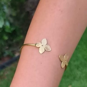 Bangle bracelet, Flower bracelet, Gold bracelet for women, Nature inspired jewelry, Statement bracelet, Silver bangle, Open cuff bracelet
