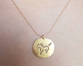 Gold horse necklace, horse pendant necklace, horse charm necklace, dainty 14k gold necklace, delicate necklace, everyday gold necklace