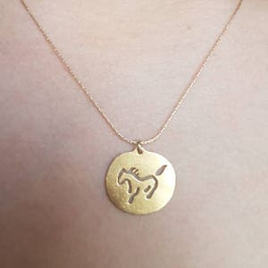 Gold horse necklace, horse pendant necklace, horse charm necklace, dainty 14k gold necklace, delicate necklace, 9k gold necklace