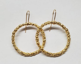 Gold hoop earrings, large hoop earrings, gold hoops, gold beaded hoops, hoop earring, bridal earrings, dangle hoop earrings, statement hoops