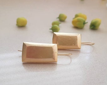 Rectangle earrings, large geometric earrings, gold statement earrings, gold drop earrings, gold rectangular earrings, gold bridal earrings