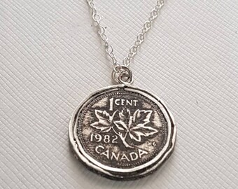 Sterling Silver Canadian Coin Necklace: Hammered Wire Pendant