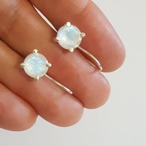 Silver Moonstone earrings, Rainbow moonstone earrings, silver drop earrings, vintage earrings, June birthstone earrings, gemstone earrings