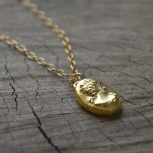 Gouden cameeketting, gouden cameehanger, ketting in vintage-stijl, ketting in victoriaanse stijl, camee-dameketting, gouden hanger ketting cadeau