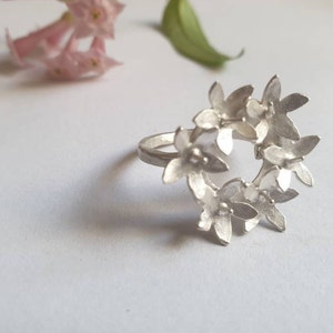 Flowers silver Ring, Flower crown ring, retro ring, floral ring, silver ring women, vintage style ring, bunch of flowers ring, vintage ring