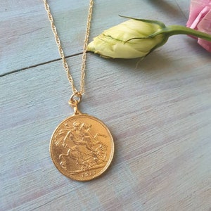 Gold coin necklace, 14k gold necklace, Moroccan coin necklace, gold pendant necklace image 6