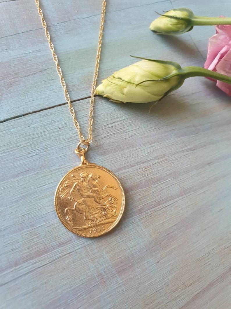 Gold coin necklace, 14k gold necklace, Moroccan coin necklace, gold pendant necklace image 6