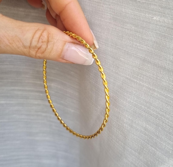 スタッキングゴールドバングル 14k、バングルブレスレット、女性用