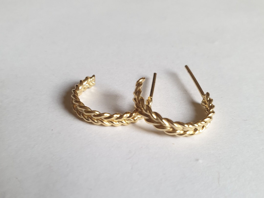 Gold Hoop Earrings, Solid Gold Earrings, Minimalist Jewelry, Open Hoops, Stud Hoop, Dainty Hoops ...