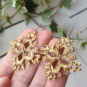 Pendientes de filigrana de oro, pendientes de oro de 14k, pendientes de declaración, pendientes de novia