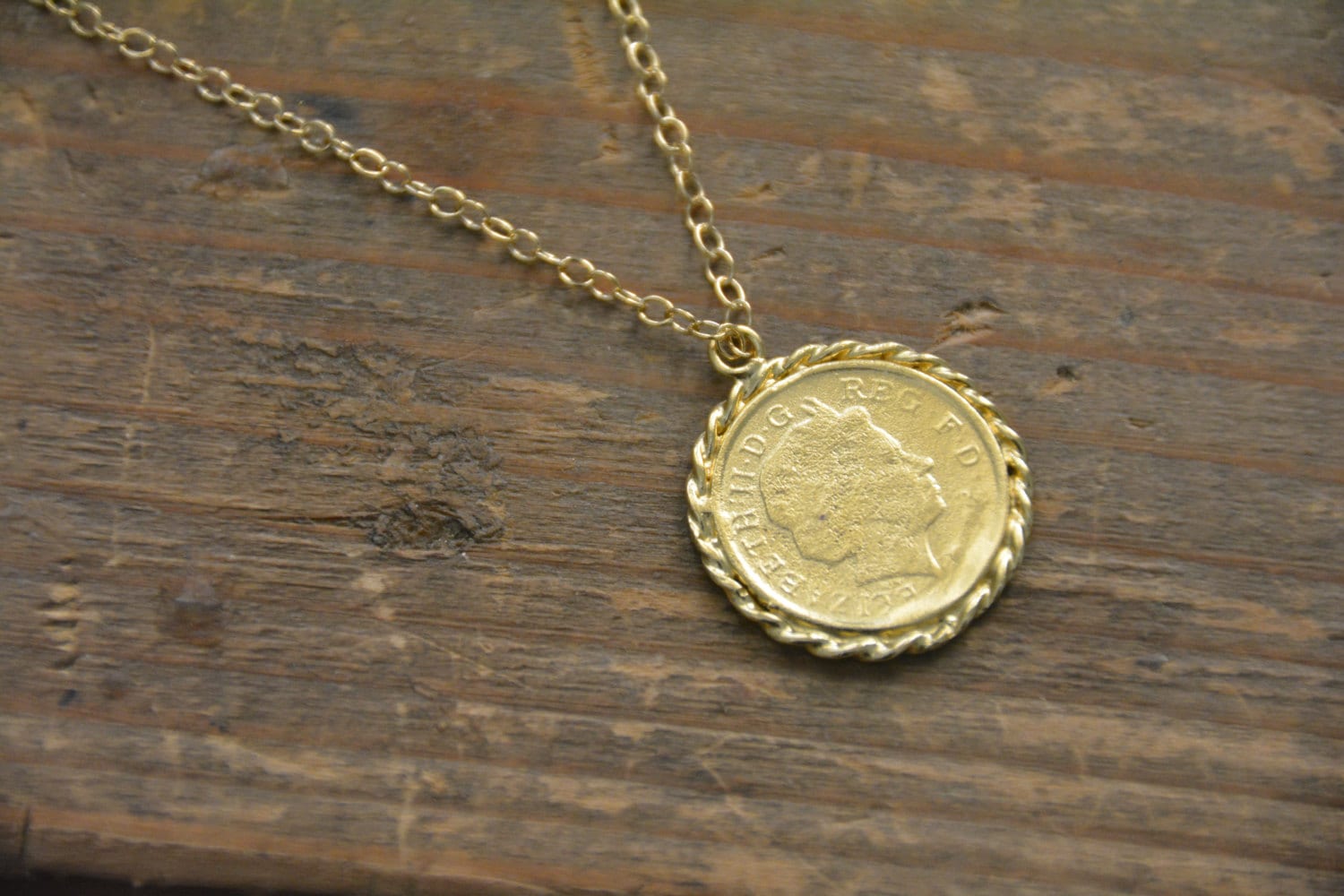 Coin Necklace Gold Medallion Necklace Gold Coin Pendant Etsy UK
