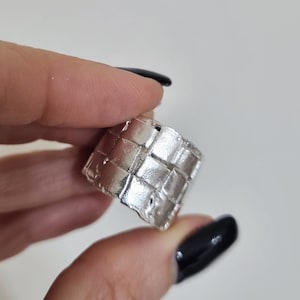 Wedding band women, silver wedding band, silver wide ring, wide band ring, braided ring, rustic sterling silver ring, big silver ring
