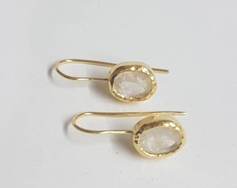 Gold Moonstone earrings, 14k gold earrings, Moonstone earrings, June birthstone earrings, solid gold earrings, June Birthday earrings