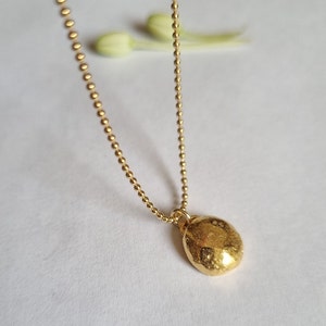 Gold pendant necklace, gold nugget pendant necklace, 14k gold necklace, minimalist simple necklace, everyday necklace, gold necklace image 3