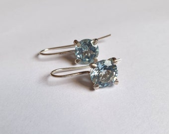 Blue Topaz silver earrings, December birthstone earrings, Topaz earrings, something blue earrings, antique earrings, bridal earrings