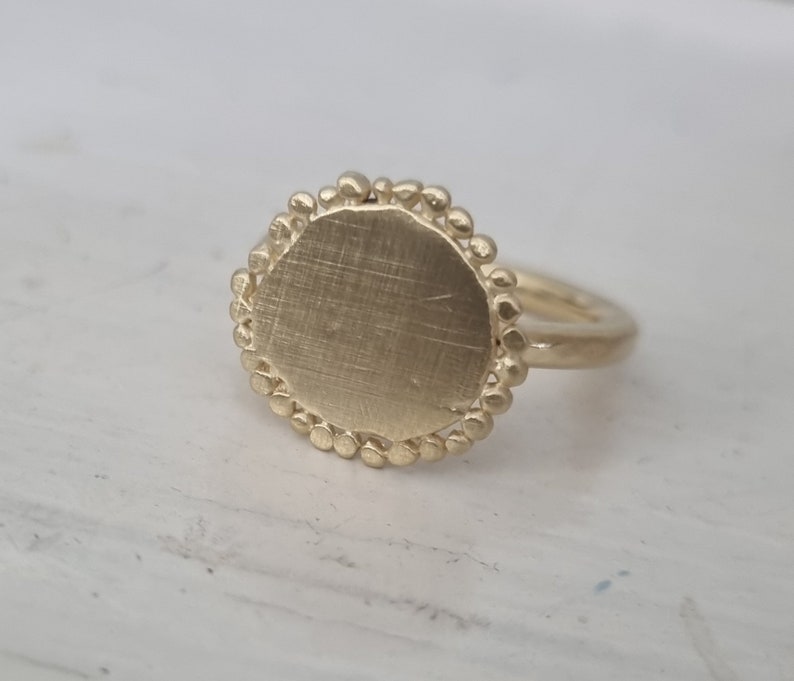 Gold Disc Ring Gold Round Ring Gold Statement Ring Gold Etsy