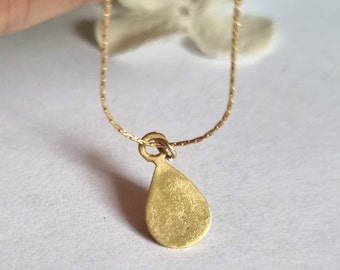 Solid gold pendant necklace, Minimalist gold necklace, Geometric gold necklace, Gold teardrop necklace, Dainty Gold Necklace, Classic 14K 9K
