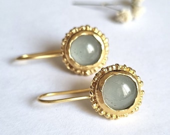 Aquamarin Ohrringe, 14k Gold Ohrringe, hellblaue Ohrringe, März Geburtsstein Ohrringe, antike Ohrringe für Mama, Edelstein Ohrringe Jewley