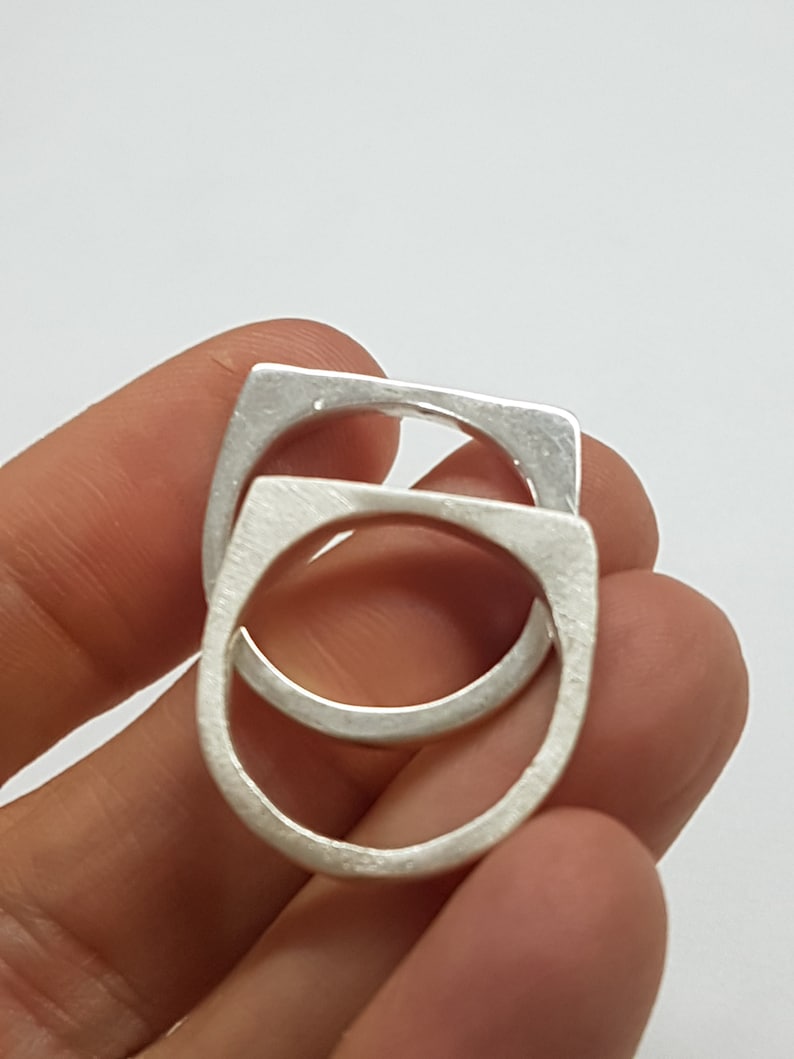 Anillos de sello mujeres anillos planos engastados en plata Etsy España
