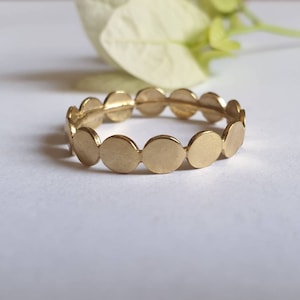 14k Gold Bead Ring, 14k Gold Boho Ring, Unique Gold Jewelry, Gold Dot Ring, Minimalist Stacking Ring, Dainty Solid Gold Ring, Flat Bead Ring