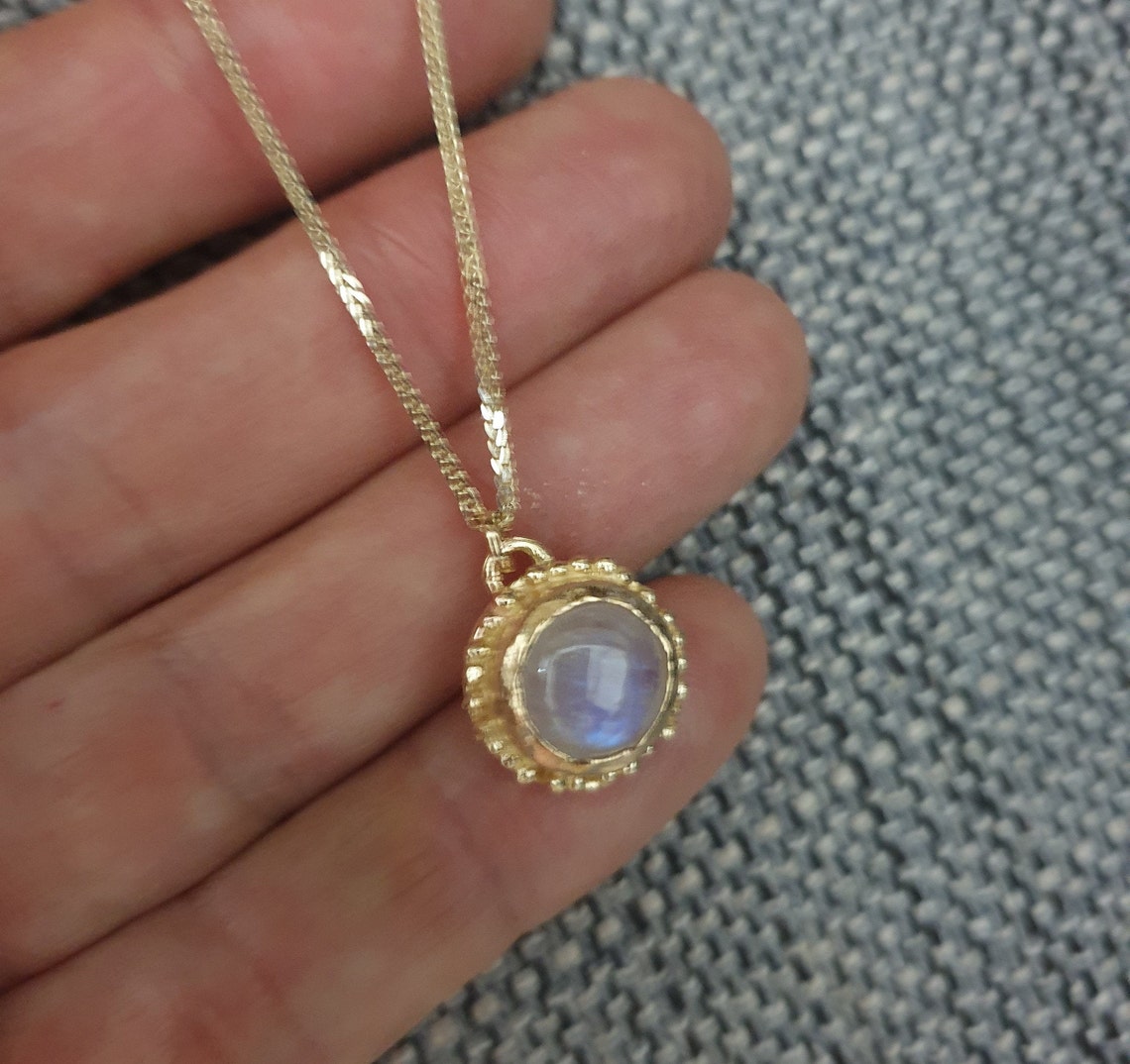 •UNION• rainbow moonstone + gold necklace (16