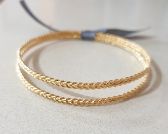 Gold bangle bracelet for women, gold stacking bracelets, gold bracelet 14k, braid bangle gold, bridal gold delicate bracelet