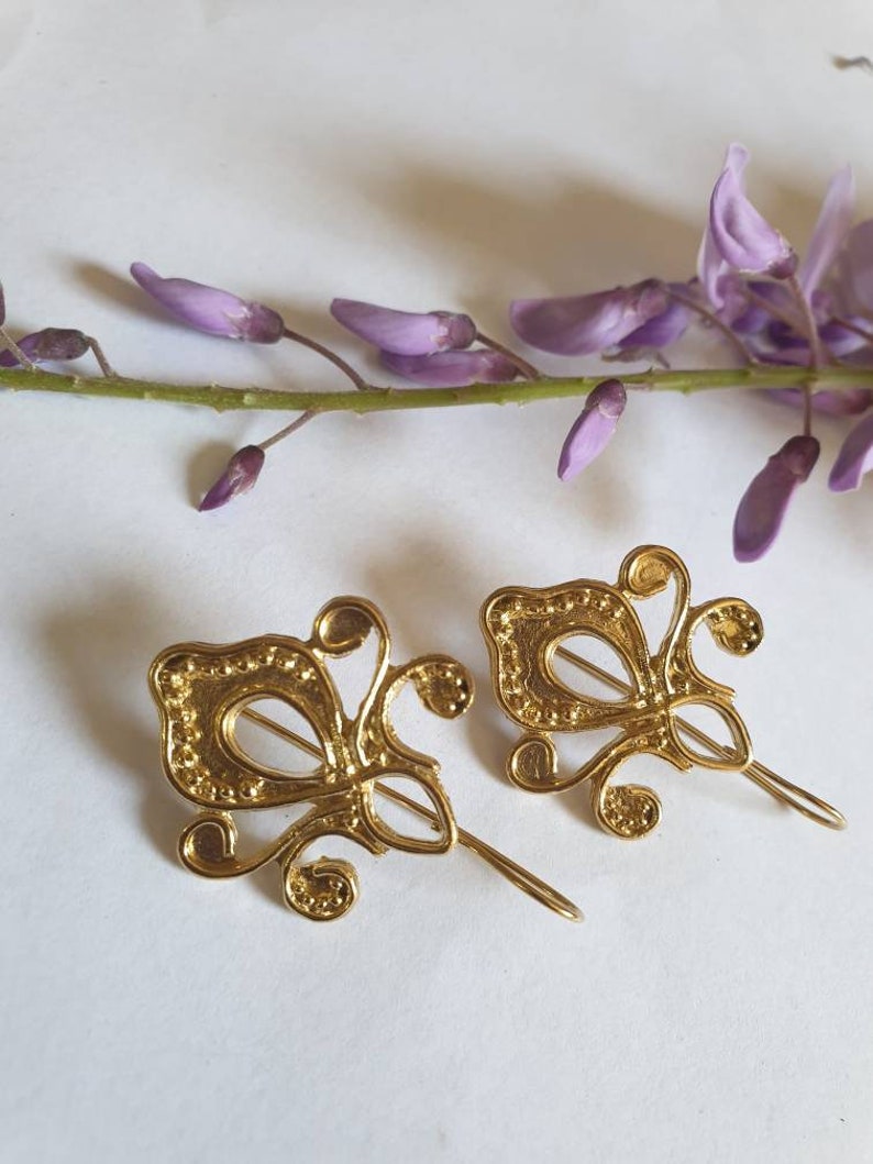 Large gold flower earrings Clearance