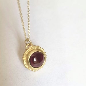 Solid gold Garnet necklace, Garnet pendant necklace, 14k gold necklace, Antique style necklace, Dainty gold necklace, Gemstone necklace, 9k image 9