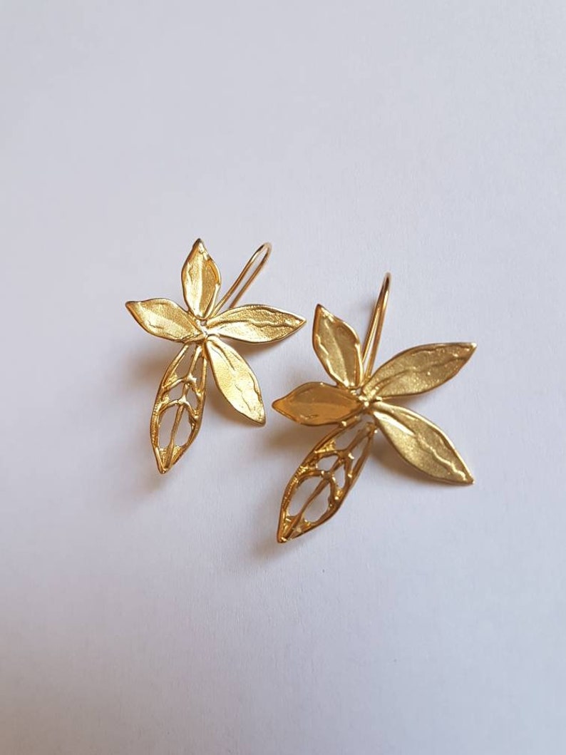 Gold Blüten Ohrringe Gold Statement Ohrringe einzigartige | Etsy