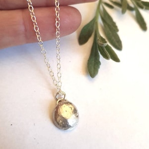 Silver pendant necklace, Silver nugget pendant necklace, Sterling silver necklace, minimalist simple necklace, everyday necklace, delicate