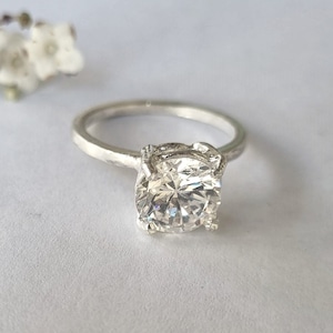 Solitaire engagement ring, Cubic zirconia ring, Solid gold ring, 14k Gold ring, Stacked gold ring, Minimalist jewelry, CZ Promise ring, 9K