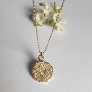 Solid gold necklace, Antique Coin pendant necklace, 14k gold necklace, gold coin necklace, Roman coin necklace, 9k coin necklace