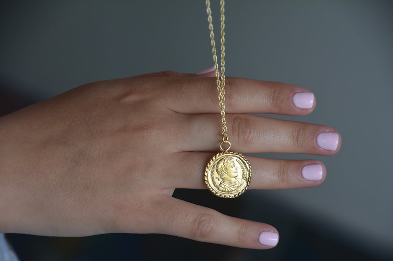 Smokey Gold Coin Necklace