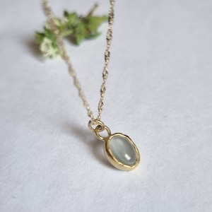 Colar de ouro água-marinha, colar de ouro 14k, colar com pingente de pedra preciosa, joias de água-marinha, colar de ouro maciço, colar de ouro delicado, 9k