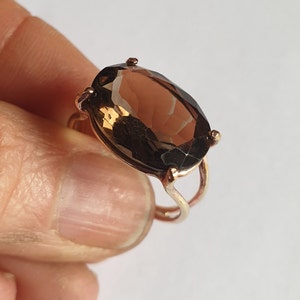 Statement 14k gold ring, Smokey quartz ring, Rutile quartz, Garnet ring, Labradorite ring, Oval ring, Big gemstone ring, 9k solid gold ring image 8
