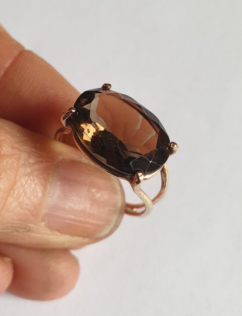 Statement 14k gold ring, Smokey quartz ring, Rutile quartz, Garnet ring, Labradorite ring, Oval ring, Big gemstone ring, 9k solid gold ring image 8