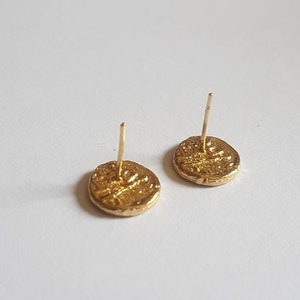 Gold stud earrings, coin stud earrings, gold coin earrings, simple earrings, disc earrings, gold coin studs, gold studs, 14k gold earrings image 7