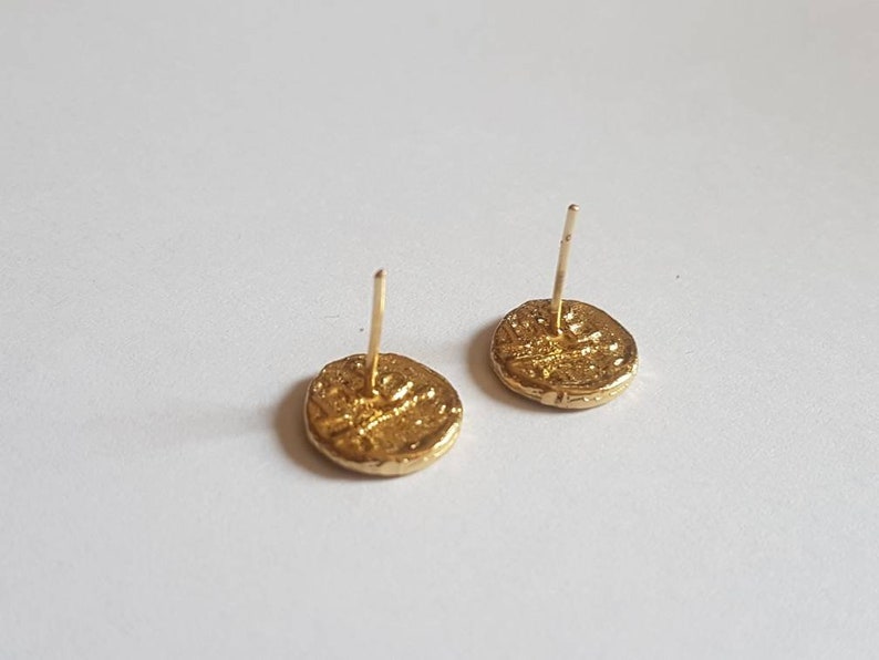 Gold stud earrings, coin stud earrings, gold coin earrings, simple earrings, disc earrings, gold coin studs, gold studs, 14k gold earrings image 7