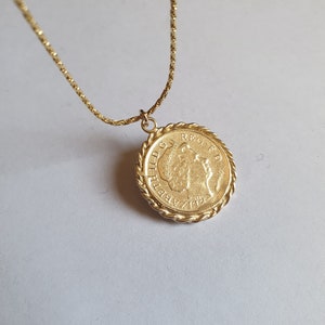 Goldmünze Halskette, Goldmünze Anhänger Halskette, antike Halskette, britische Münze Goldkette, 14k Goldkette Bild 4