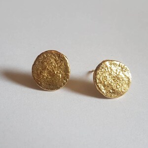 Gold stud earrings, coin stud earrings, gold coin earrings, simple earrings, disc earrings, gold coin studs, gold studs, 14k gold earrings image 3