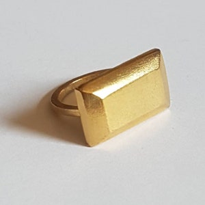 Rectangular ring, gold rectangle ring, rectangle ring, cocktail gold ring, geometric ring, large gold statement ring, 14k gold ring, 9k gold
