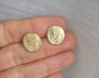 Coin stud earrings, tiny gold stud earrings, gold coin earrings, simple earrings, plated earrings, gold coin studs, gold stud earrings