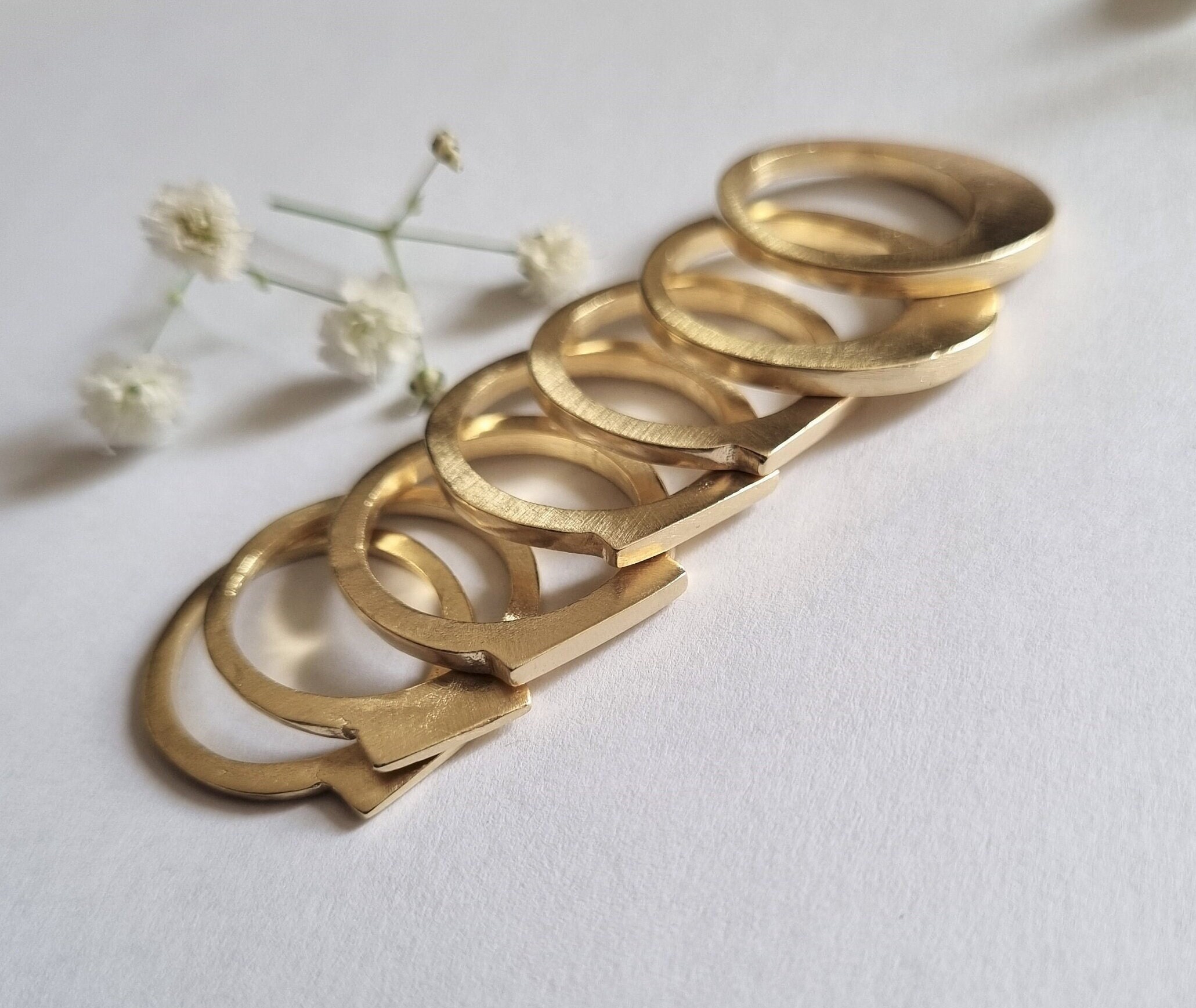Stacking Thin Signet Rings, Gold Signet Rings Women, Stacking Skinny ...