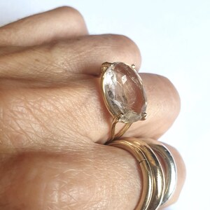 Statement 14k gold ring, Smokey quartz ring, Rutile quartz, Garnet ring, Labradorite ring, Oval ring, Big gemstone ring, 9k solid gold ring image 2