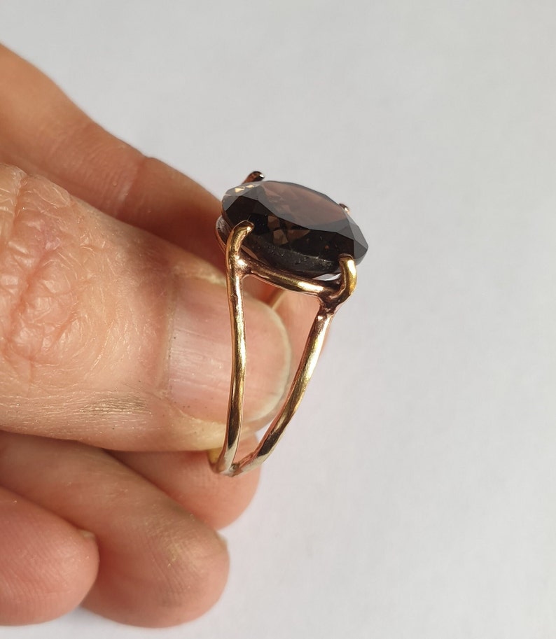 Statement 14k gold ring, Smokey quartz ring, Rutile quartz, Garnet ring, Labradorite ring, Oval ring, Big gemstone ring, 9k solid gold ring image 9