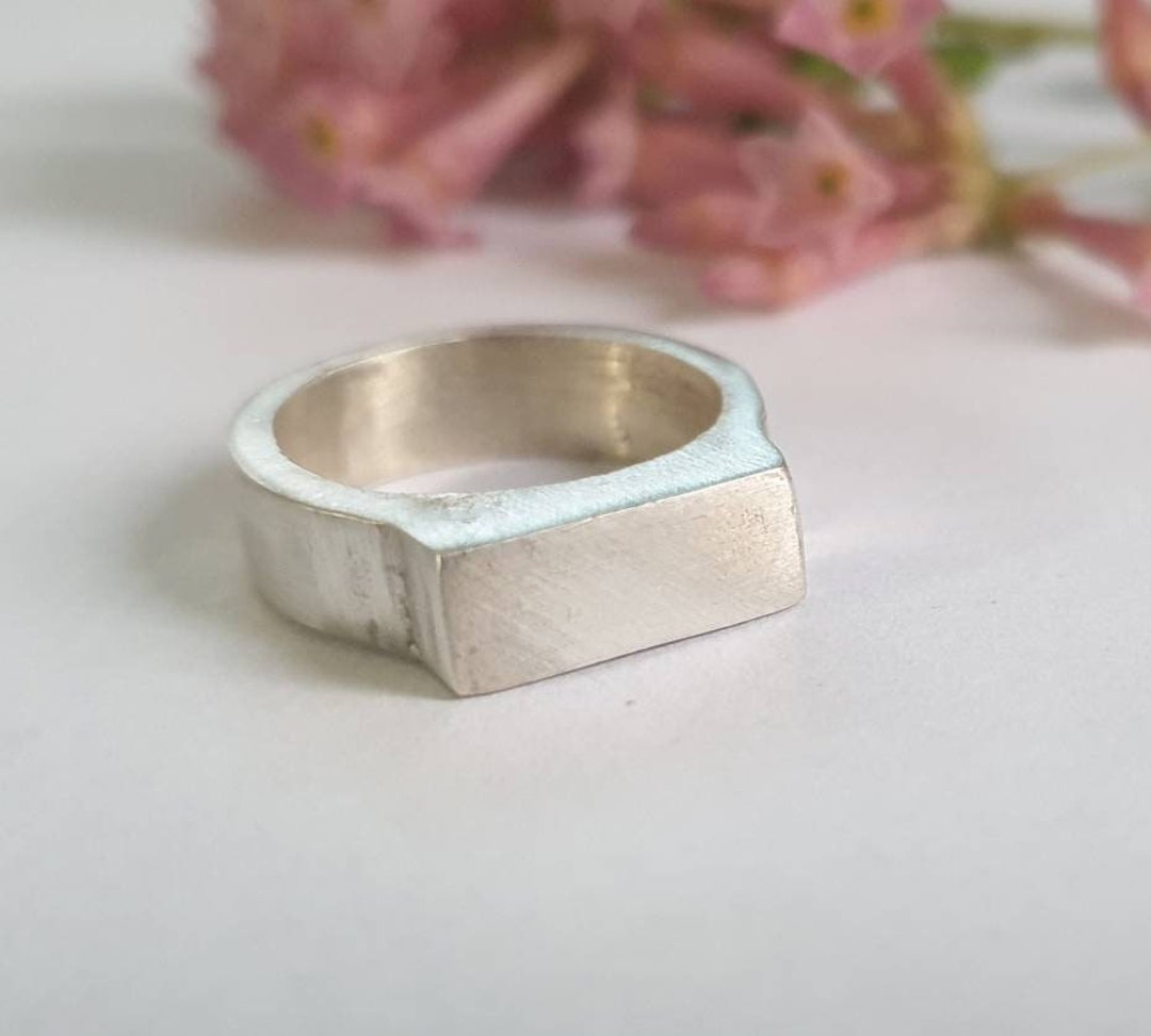 Ring Silver, Rectangle Ring, Pinky Ring, Size 3 Ring