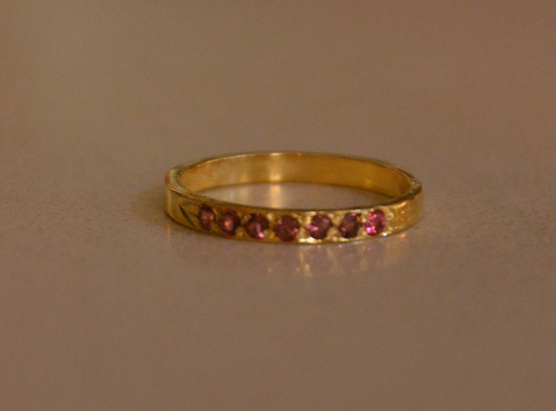 gemstone ring October birthday jewelry half eternity ring Tourmaline ring October birthstone ring stacking rings pink tourmaline ring