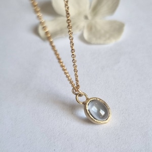 Blue topaz necklace, charm necklace, Elegant gold necklace, Gemstone pendant necklace, Oval pendant necklace, 14k gold necklace, 9k gold