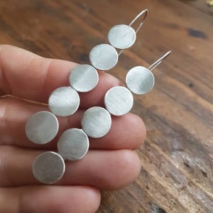 Long circles earrings, trendy earrings, drop silver earrings, statement earrings, long geometric earrings, wedding earrings, modern earrings
